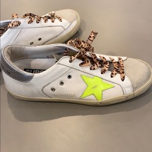 size 38 green star cheetah laces golden goose